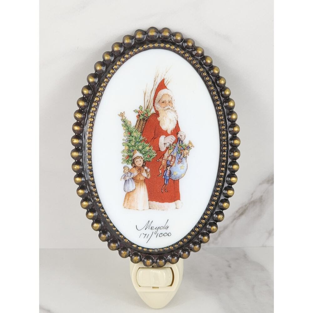 Meyda Tiffany Christmas Night Light 5" Santa Claus Wall Fixture Handcrafted #171